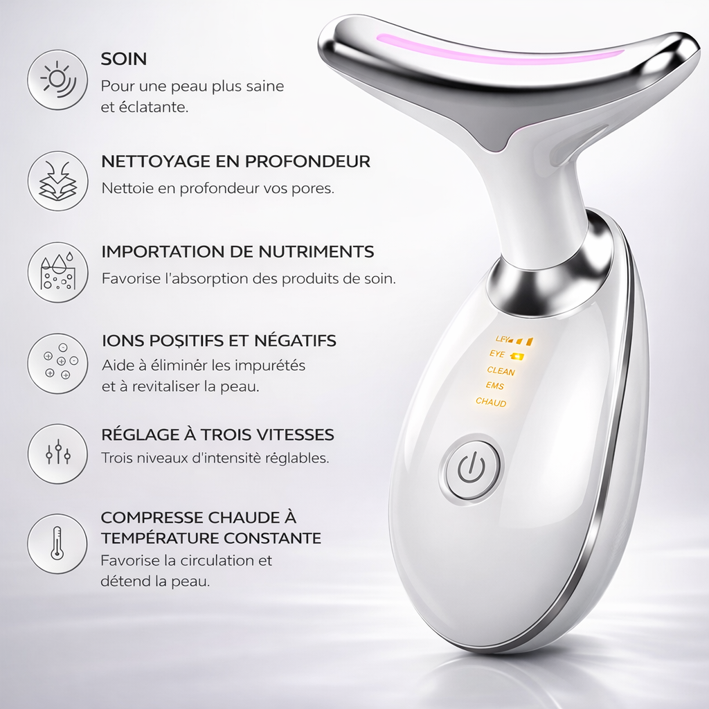 Appareil lifting visage & cou EMS (led + chaleur)