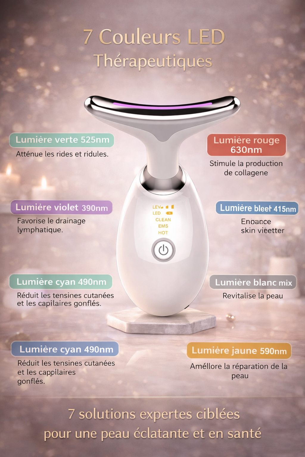 Appareil lifting visage & cou EMS (led + chaleur)